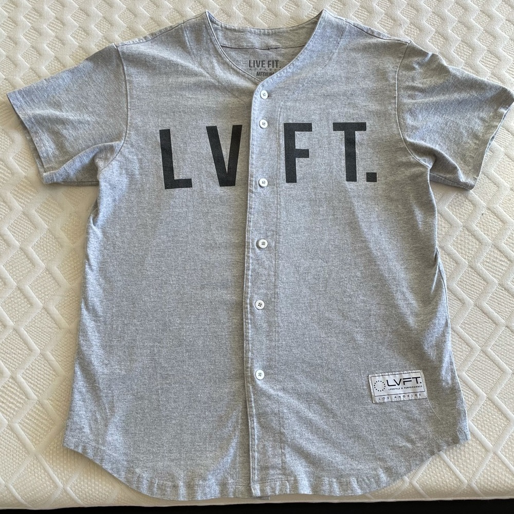 LVFT Live Fit Grey Baseball Jersey - Men’s Small